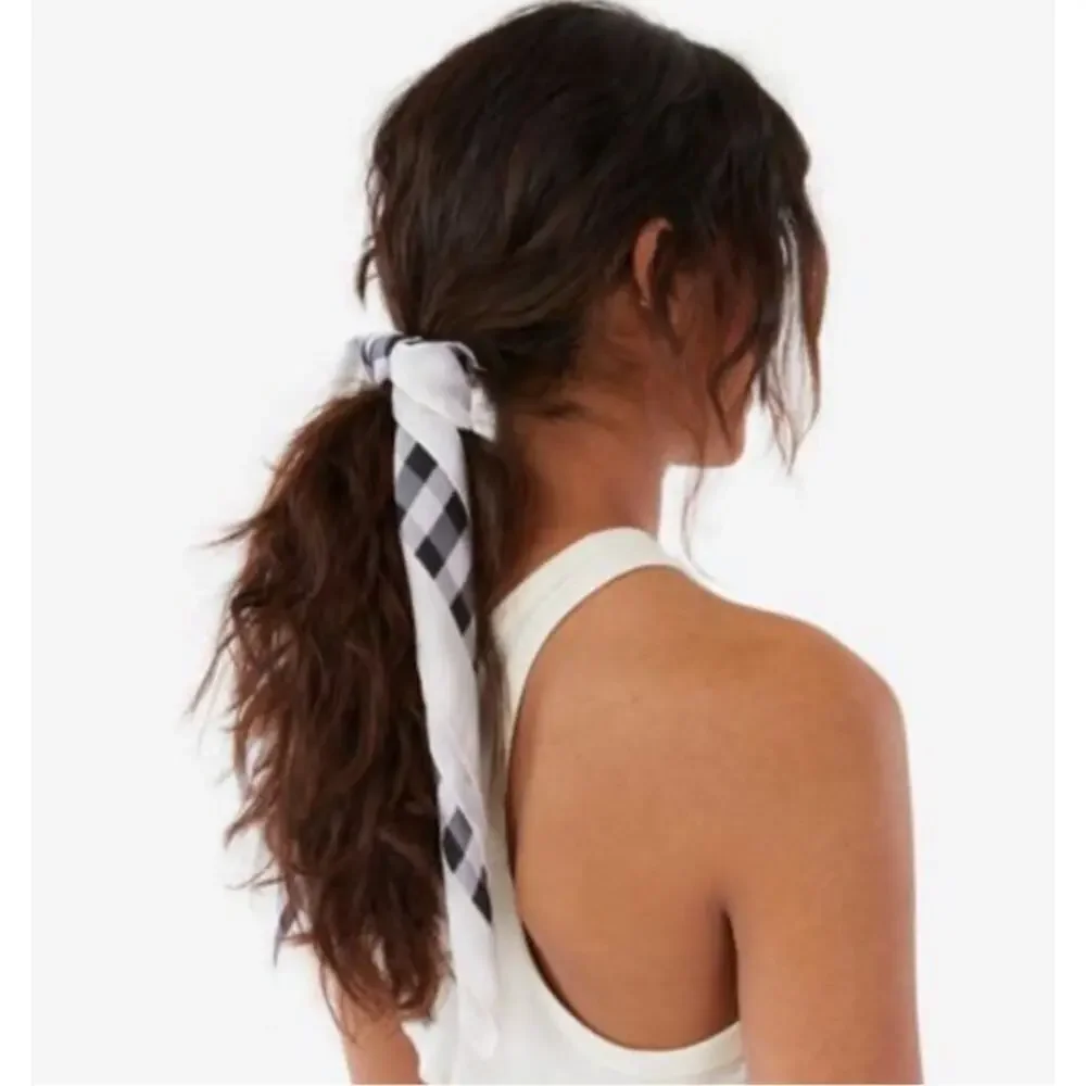 H by Halston Checkered Bandana, One Size, Black/White